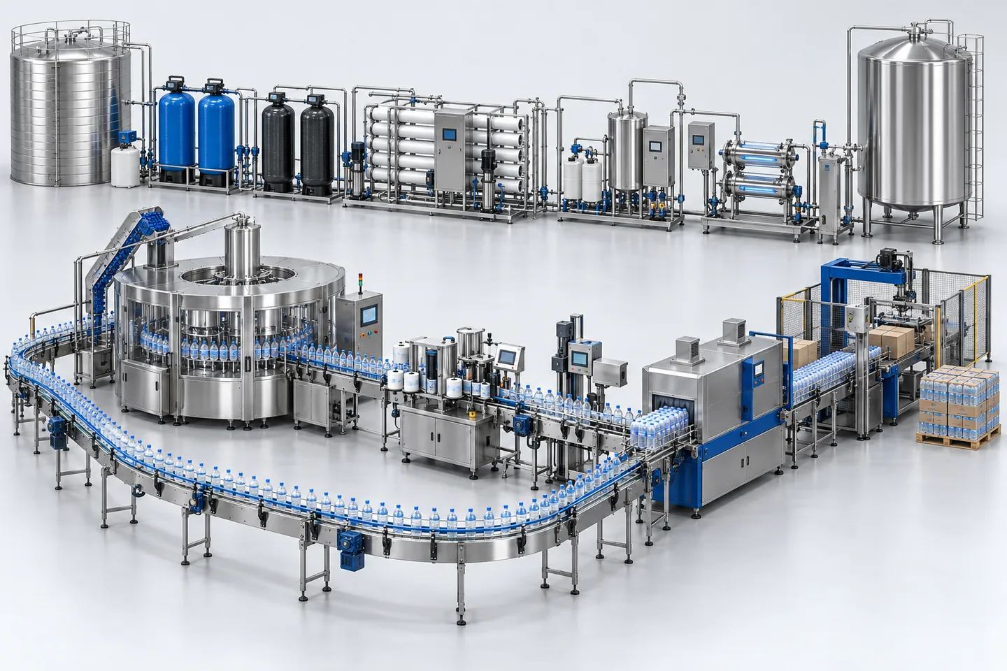 150 BPM Mineral Water Bottling Plant — representative equipment illustration