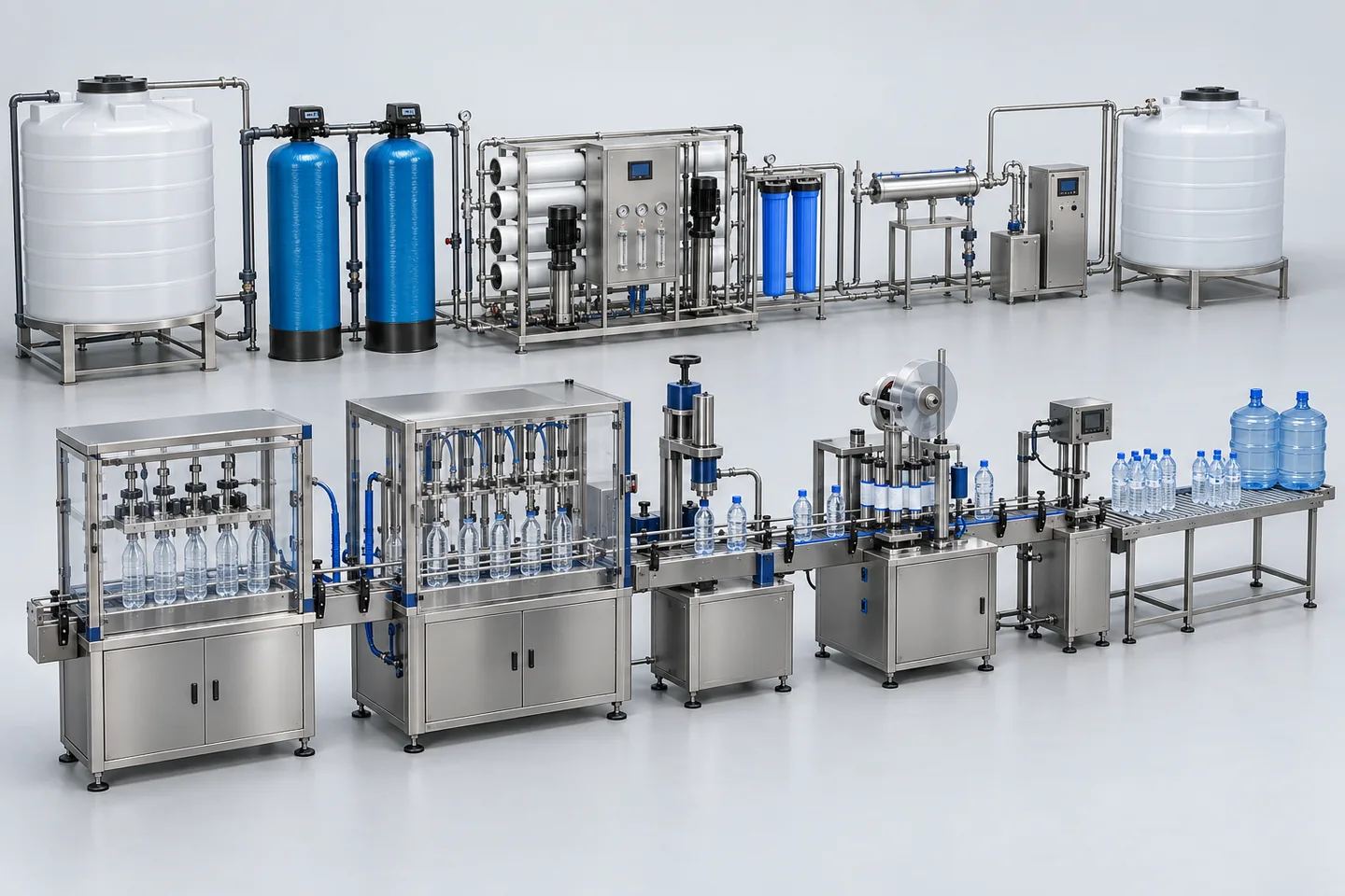 Semi-Automatic Mineral Water Plant (1000 LPH) — representative equipment illustration