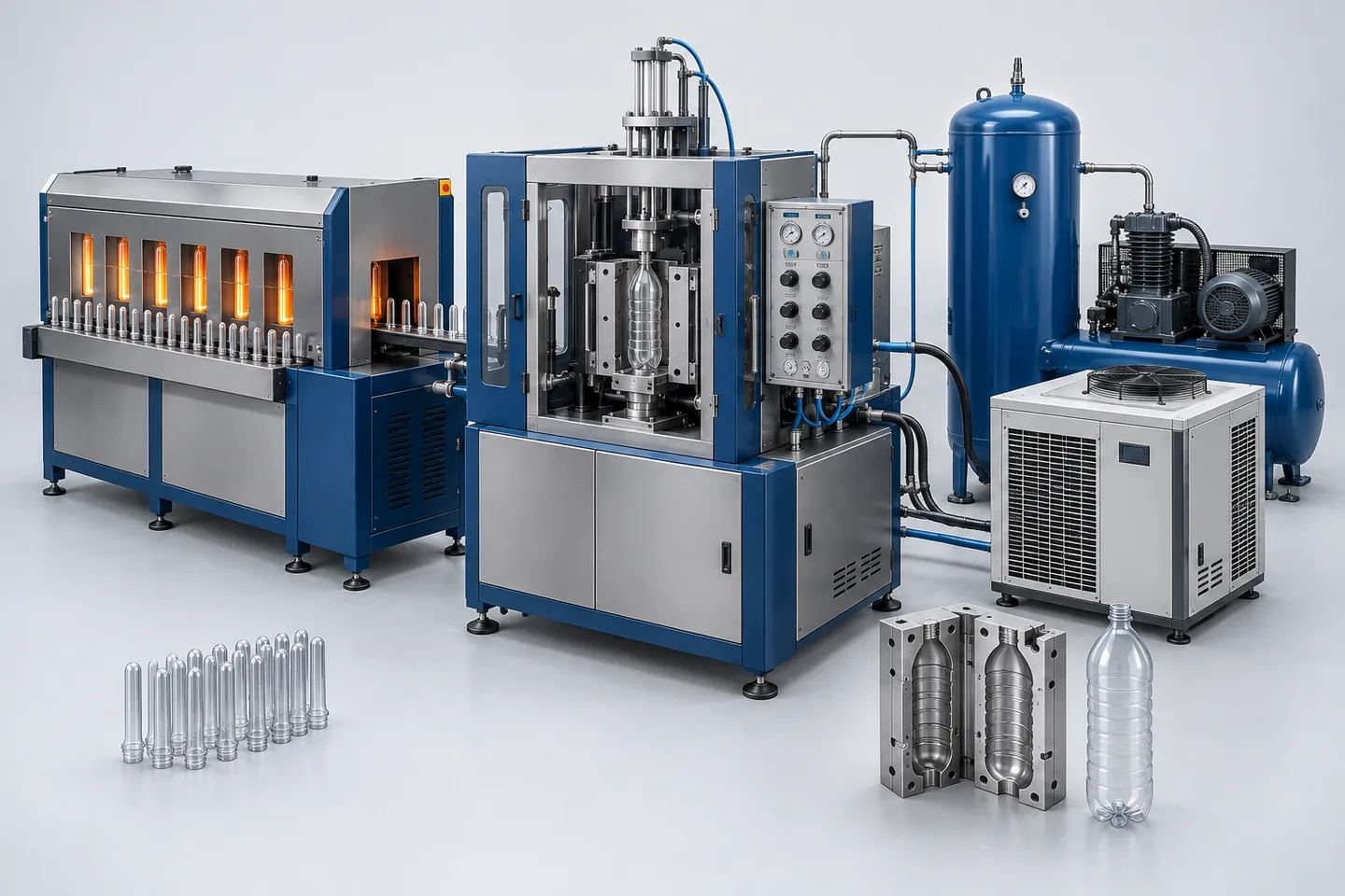 Semi-Automatic PET Blow Moulding Machine (1-Cavity) — representative equipment illustration