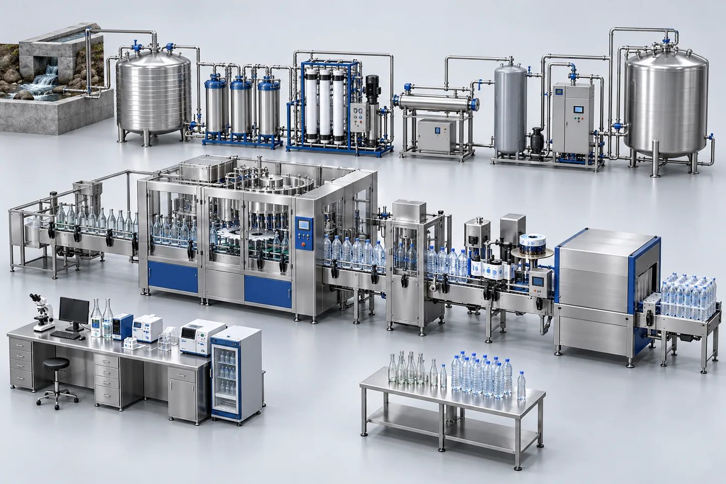 Natural Mineral Water Plant (IS 13428) — representative equipment illustration