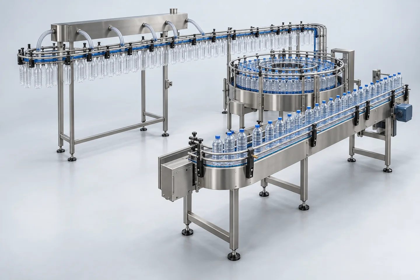 PET Bottle Conveyor System (Air / Slat) — representative equipment illustration