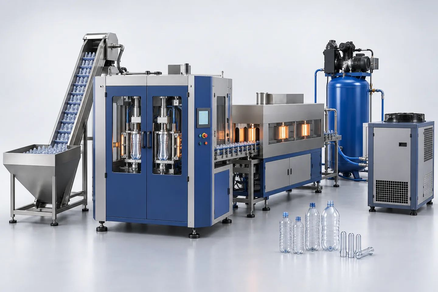 Semi-Automatic PET Blow Moulding Machine (2-Cavity) — representative equipment illustration