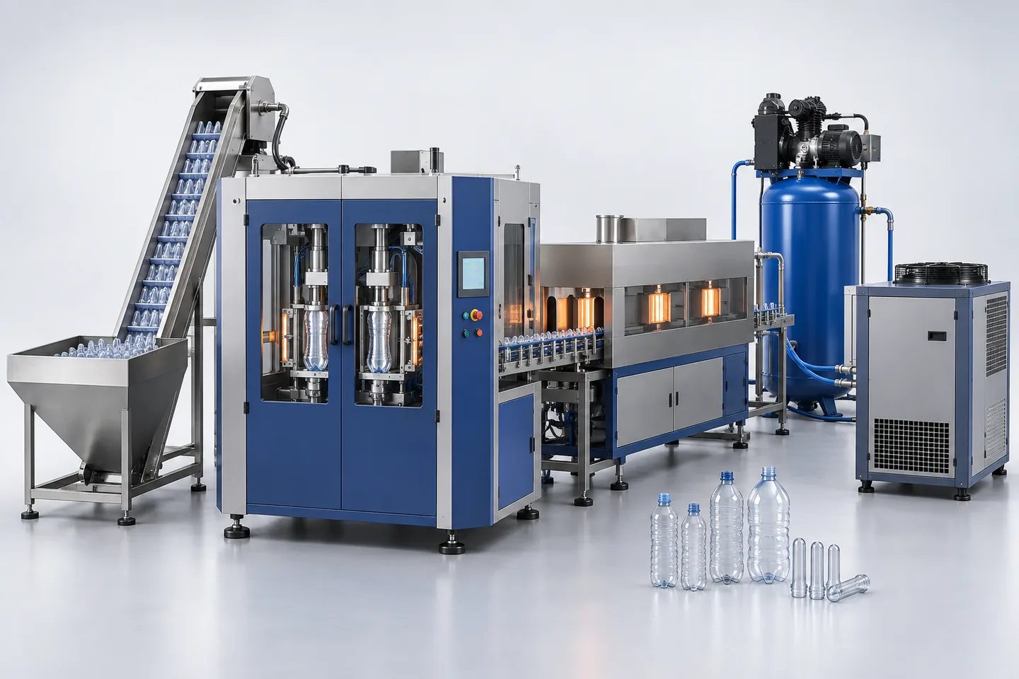 Semi-Automatic PET Blow Moulding Machine (2-Cavity) — representative equipment illustration