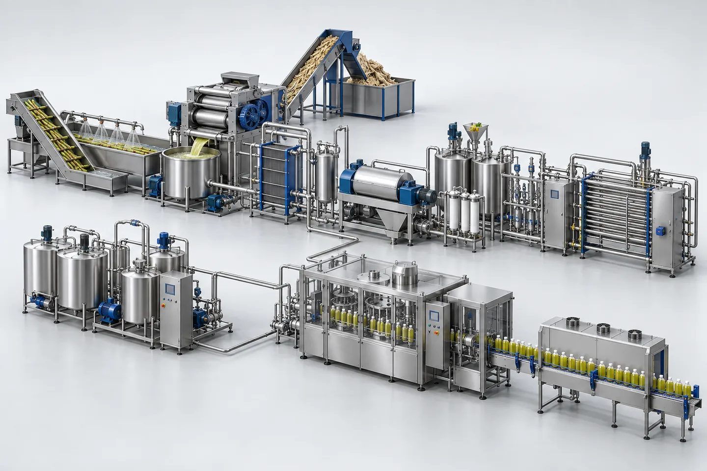 Sugarcane Juice Processing & Bottling Plant — representative equipment illustration